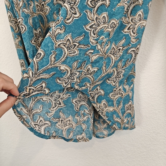 Anthropologie Pilcro Leilani Blue Motif Tunic Long Sleeve Button Down Shirt SM - Picture 13 of 15